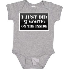 Inktastic 9 Months On The Inside Baby Bodysuit Funny Humor Witty One-piece