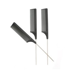 3 Pcs Rat Tail Combs Carbon Fiber Heat Resistant Teasing Hair Combs with Stainle