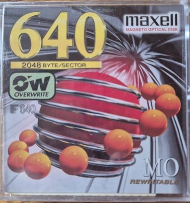 640MB 2048BYTES REWRITABLE MAGNETIC OPTICAL DISC MO DISK 8,89CM 3,5'' MAXELL M433