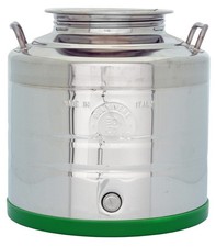 FUSTO CONTENITORE OLIO FONDO SALDATO ACCIAIO INOX BOCCA LARGA LT.30