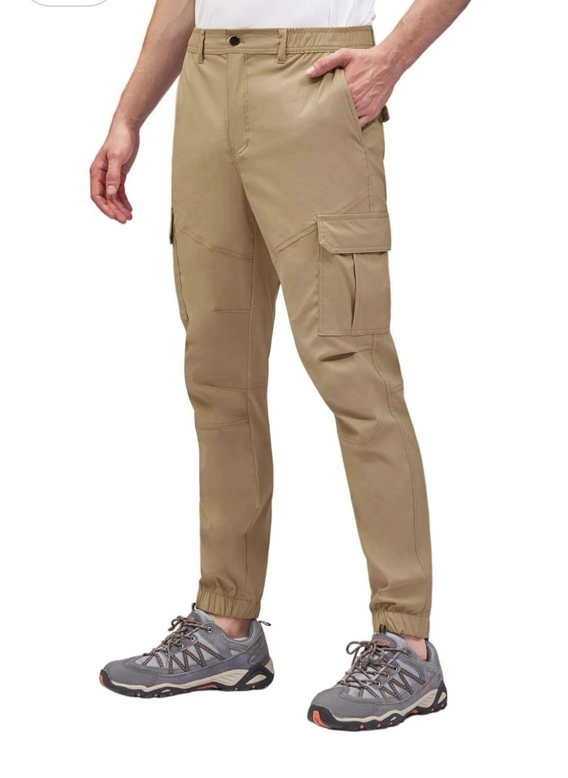 PULI Men's Waterproof Hiking Pants Slim Fit Cargo Joggers Stretch Quick Dry XL