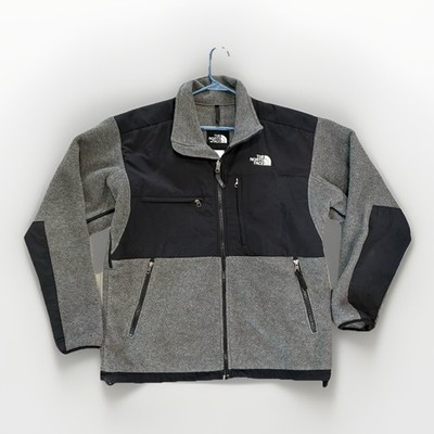 The North Face Denali Jacket Men Medium Black Gray Fleece Full Zip Polartec A193