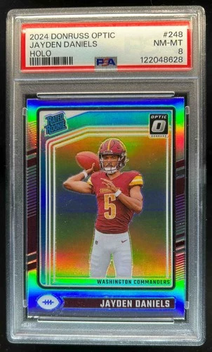 2024 Donruss Optic Jayden Daniels Holo Rated Rookie #248 Commanders PSA 8
