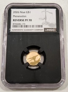 2026 Niue $1 Pteranodon Gold Coin NGC Reverse PF70 – Black Core Dinosaur Issue