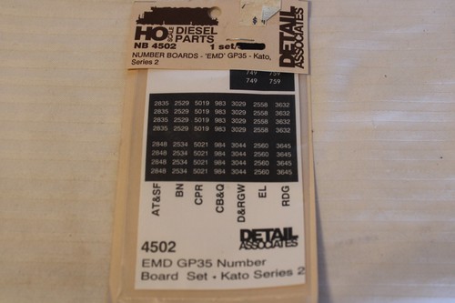 Asociados de detalles a escala HO, placas numeradas para EMD GP35 Kato, serie 2, #4502 | Zustand: New