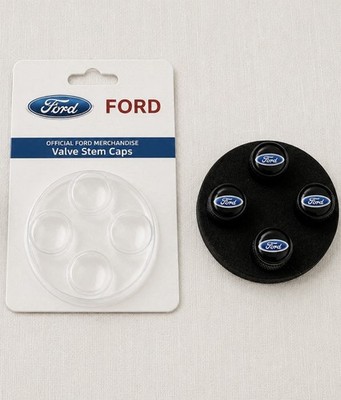 Original Ford Premium OEM Reifenventil Staubkappen (4x) in schwarz glänzend