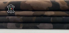 BROWN CAMOUFLAGE SUEDE PRINT 2 SHADES Lambskin leather 2 skins 7+sqf 0.6mm C5664