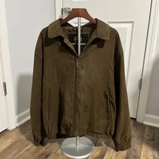 VTG 1990's Weatherproof Brand Dark Brown Microfiber Bomber Jacket Men's Size XL