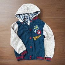 Disney Mickey Children s Snap Hoodie Jacket Blue Grey 7/8