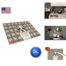 Caroline's Treasures Brindle Boston Terrier Christmas Poinsettias Glass Cutting