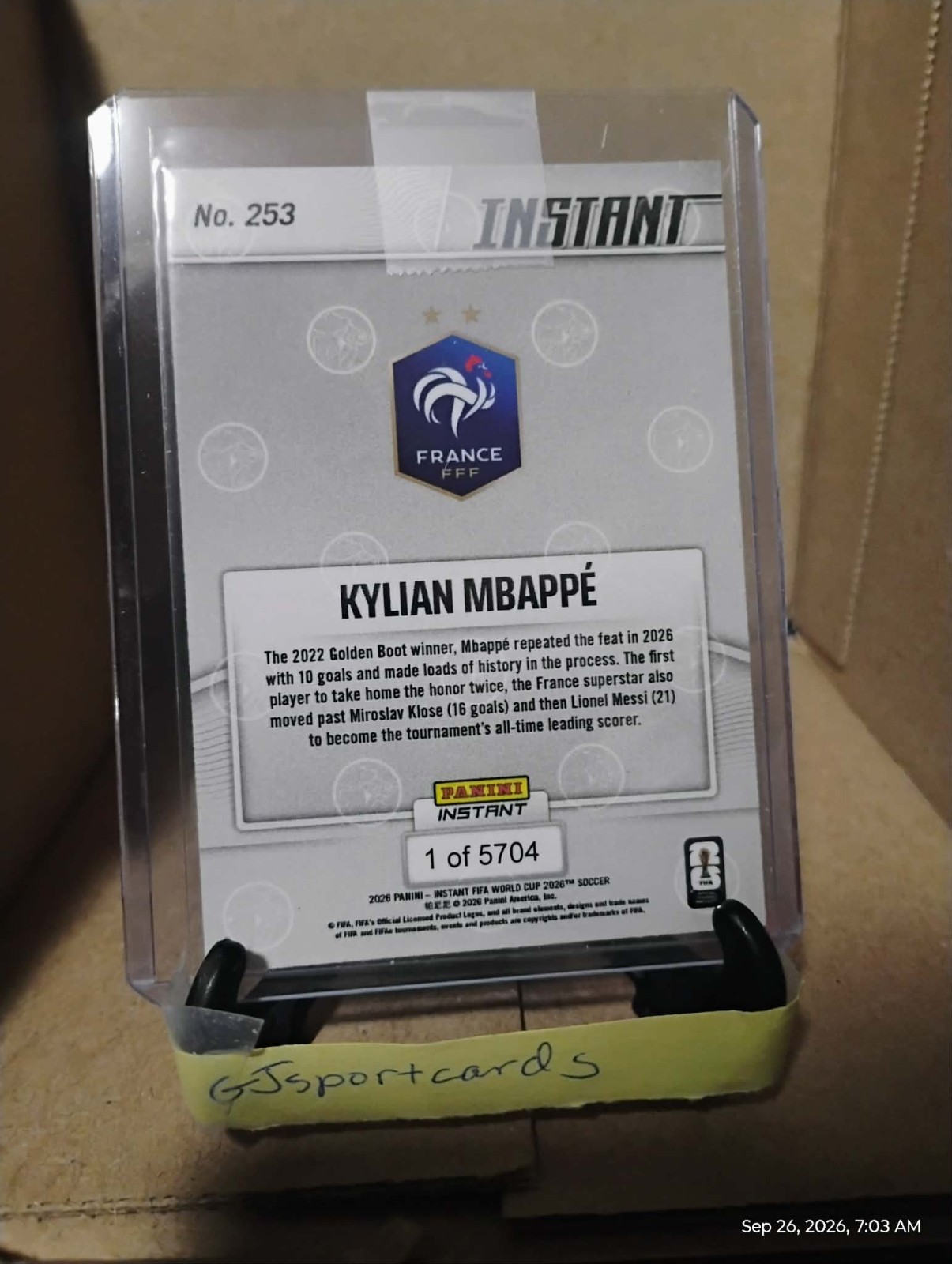 2026 Panini Instant FIFA World Cup #253 Kylian Mbappe France PR:5704 Ships ASAP view 2