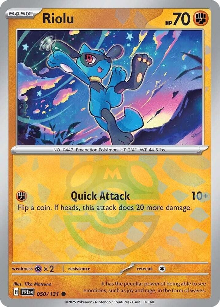 RIOLU 050/131 PRISMATIC EVOLUTIONS POKEMON (MASTER BALL HOLO, NM)