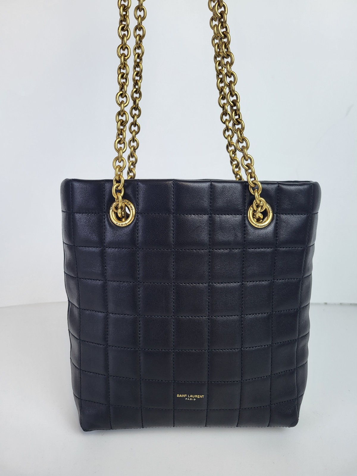 Saint Laurent Matelassé Carré Mini Borsa Tote Bag Pelle di Agnello Nera