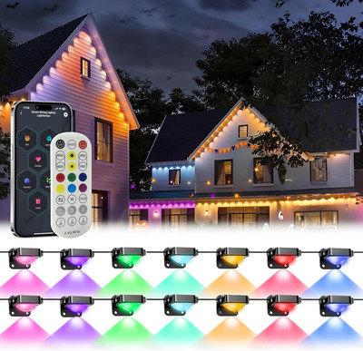 Permanent Outdoor Lights Pro,100Ft with 60 LED RGB IC Smart Eave Light for Outdo