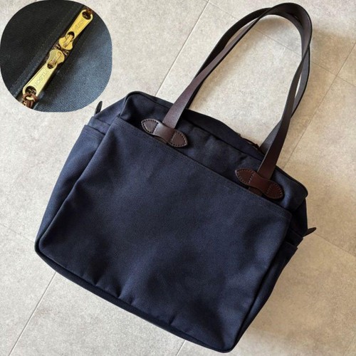 Navy FILSON Zipper Tote Bag Shoulder Bag A4 Storage Made in USA F/S - Picture 3 of 19