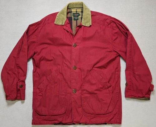 Vintage J Crew Oarsmen Jacket Mens Medium Red Barn Chore Coat Flannel Lined