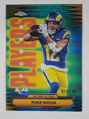 Puka Nacua 2025 Topps Chrome Power Players Aqua Refractor PP-24 Rams 10/199