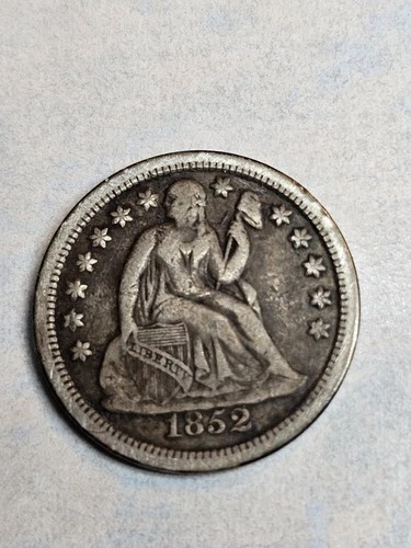 1852 Seated Liberty Dime XF Details,  Clipped Planchet