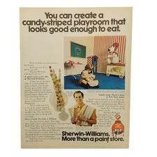 1972 Sherwin Williams Vintage Print Ad Create Candy Striped Playroom Good To Eat