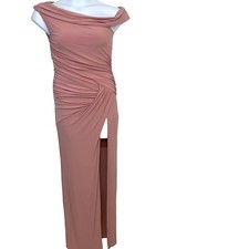 Windsor Maxi Dress Small Mauve Off Shoulder High Slit Stretch Draped Sexy Fairy