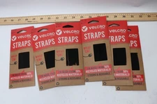 (6-Pk) ECO Hook & Loop Pre-Cut Straps Sustainable 50% Recycled Material Black 5"