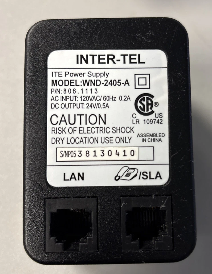 (3)Inter-Tel WND-2405-A, 4801-A, WNC-2403-C, 48V Power Adapter POE For IP Phones - Image 3 of 4