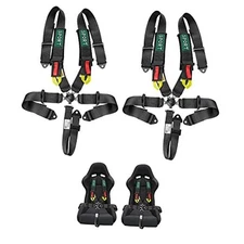  5-Point Racing Safety Harness Set SFI with 2pcs Black 5 Point Racing Harness