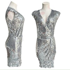 Michael Kors Silver Sequin Wrap Dress - size small