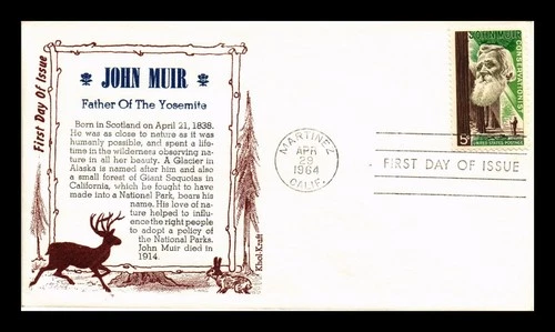 DR JIM STAMPS US COVER JOHN MUIR CONSERVATIONIST FDC KHOL KRAFT CACHET
