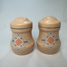 Treasure Craft Southwest Pattern Salt and Pepper Shakers Stoneware Made in USA