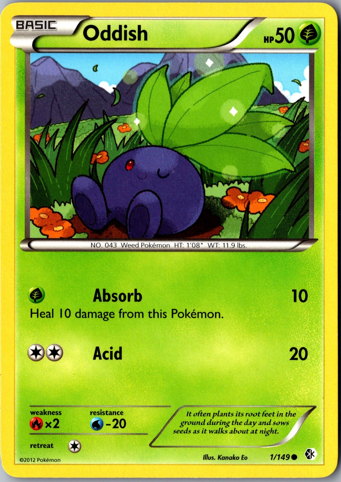 Oddish 1/149 Common Boundaries Crossed LP Pokemon Card