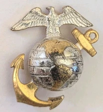 WW2 USMC Sterling EGA Sweetheart Pin - 37 Pattern Eagle, Globe & Anchor Pin