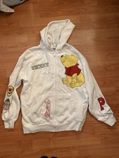 Disney White Zip Up Hoodie with Winnie the Pooh and Friends Patch. Womens Size L