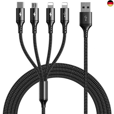 UZAHSK Multi USB Cable [4A/3M] Nylon Braided 4 in 1 Universal Charging Cable