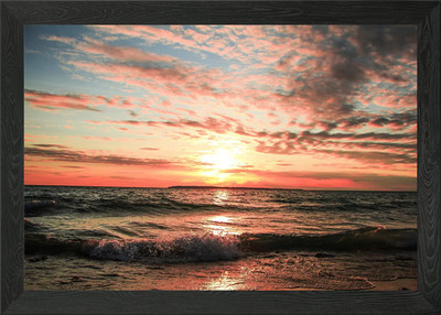 Schöner Sonnenuntergang gerahmtes Wandbild Poster Leinwanddruck Bild