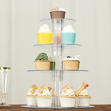 CLEAR 14" Round 4 Tier Acrylic Cupcake Dessert DISPLAY STAND Centerpiece Events