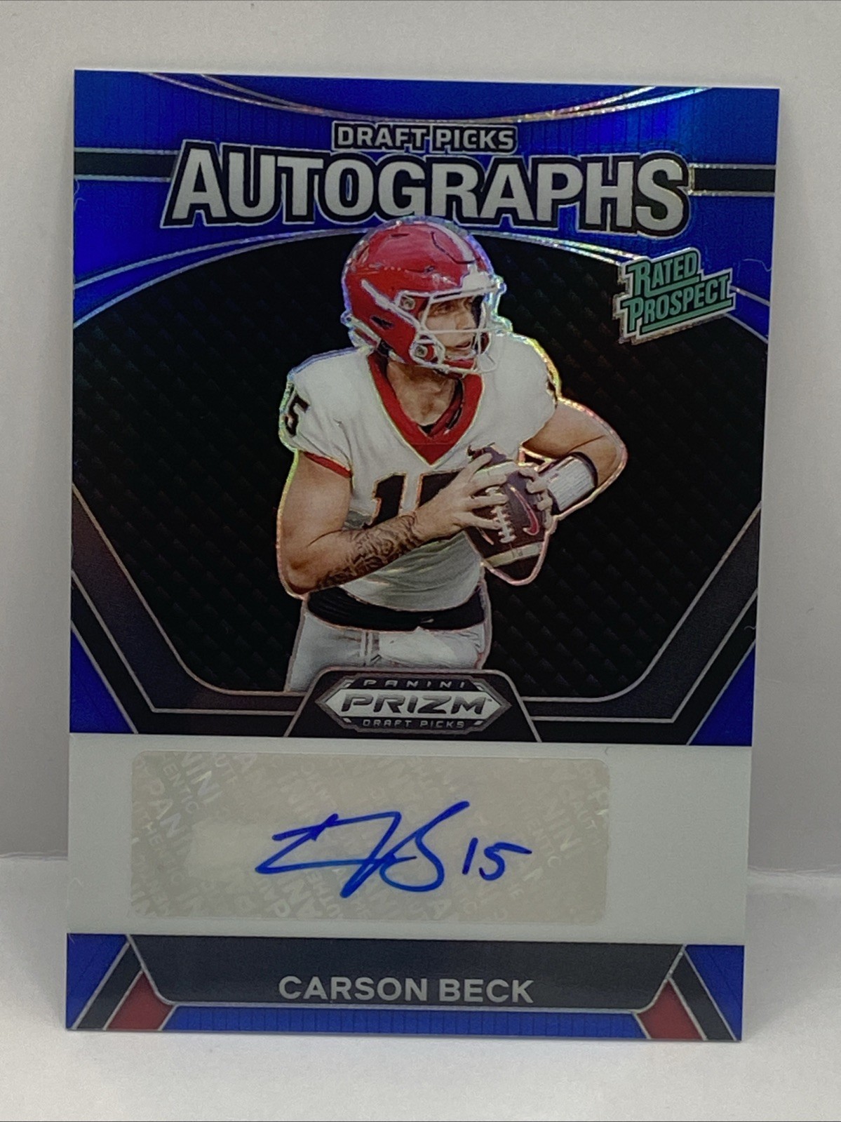 Carson Beck Auto 2024 Panini Prizm Draft Picks #DPA-CBE Autograph Blue #082/149