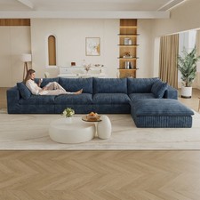 157.6"Cloud Sofa,Corduroy Fabric,Deep Seat Couches,Double-layer design,Removabl