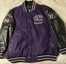 G-III Nfl Baltimore Ravens Super Bowl Jacket Men’s 3XL Quilt Lined Purple Wool