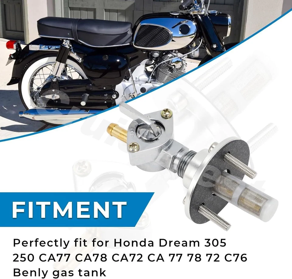 US For Honda Dream 305 250 Petcock Kit CA77 CA78 CA72 CA 78 C76 Benly Gas Tank Foto 2 de 4