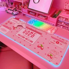 Pink RGB Gaming Mouse Pad 31.5x12 Inch PC XL Large Extended Glowing Led Light...