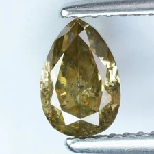 1.01Ct Rare 100% Natural No Treated I-1 Pear Fancy Greenish Yellow Diamond