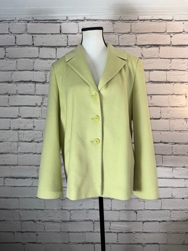 Laurel by Escada 1980's Lime Green Wool Blazer Jacket Oversize size 36 Small/Med
