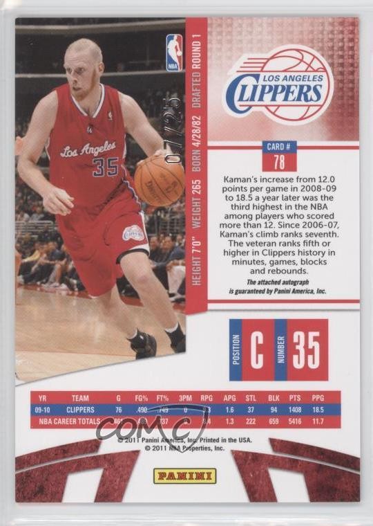 2010-11 Absolute Memorabilia Platinum Spectrum 7/25 Chris Kaman #78 Auto 1f1