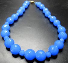 Gorgeous Blue Faceted Glass Bead European Vintage Necklace