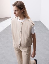 M&S - Autograph Womens Beige Cotton Women Gilet