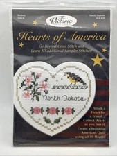 The Victoria Sampler HEARTS OF AMERICA Breton/cross Stitch Kit NORTH DAKOTA