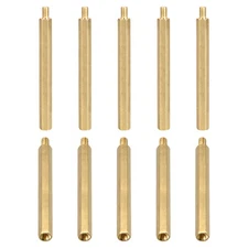 10Pack M4x60x6mm(DxHLxML) Brass Hex Standoff Male to Female Spacer Screw Nuts