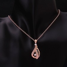 Rose Gold Plated CZ Pendant Necklace on 18" Chain - NEW