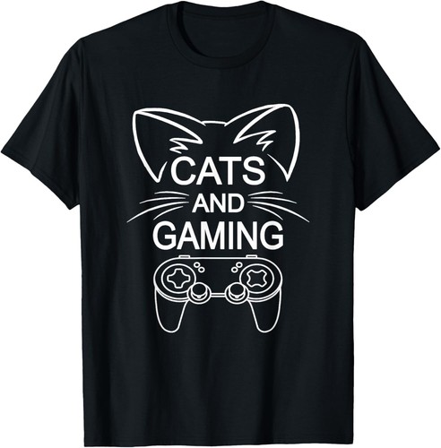 Cats And Gaming Funny Cat Lover Gaming Gift Gamer Gift Unisex T-Shirt - 第 1/3 張圖片
